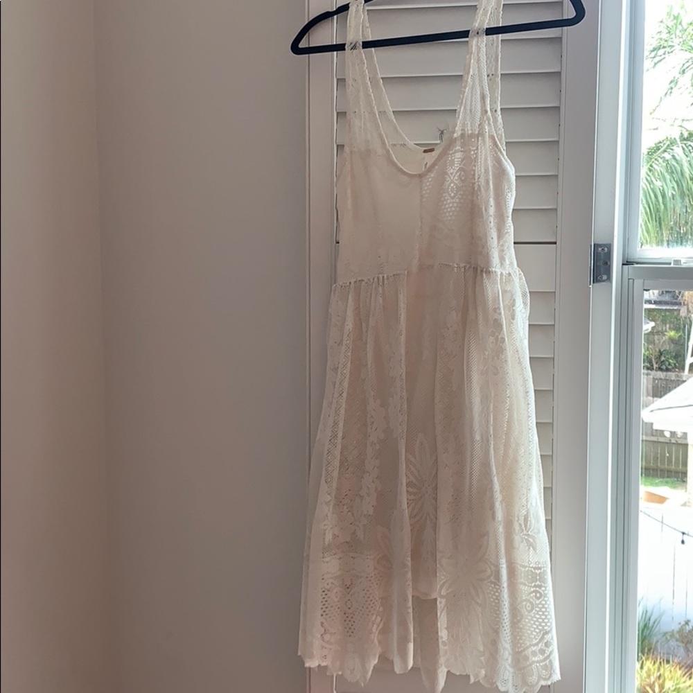 Free People white overlay lace dress